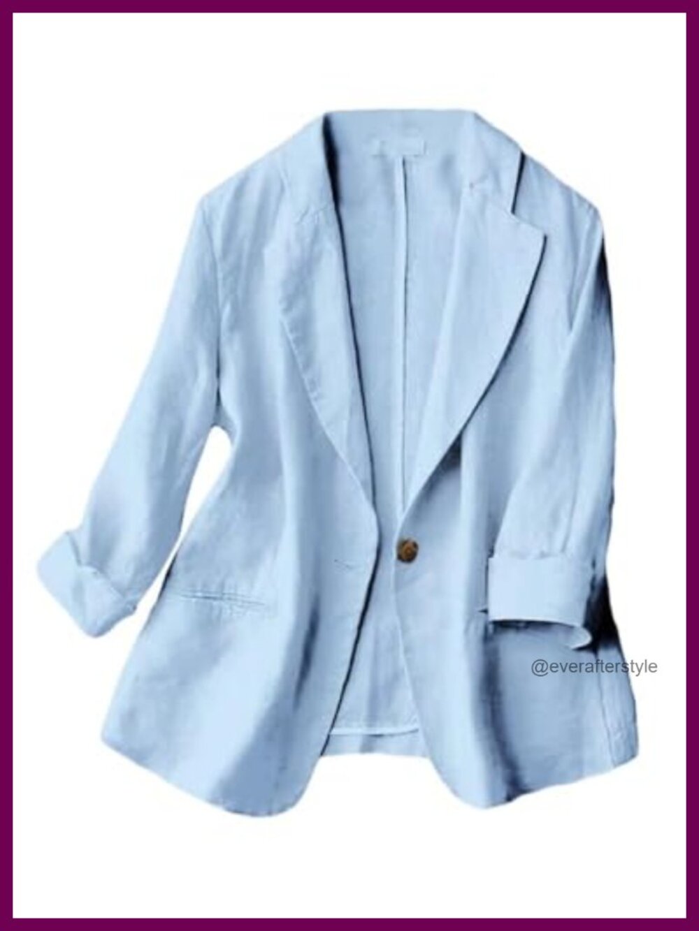 Linen Blend Blazer Jacket One Button 3/4 Sleeve Lapel Business Casual